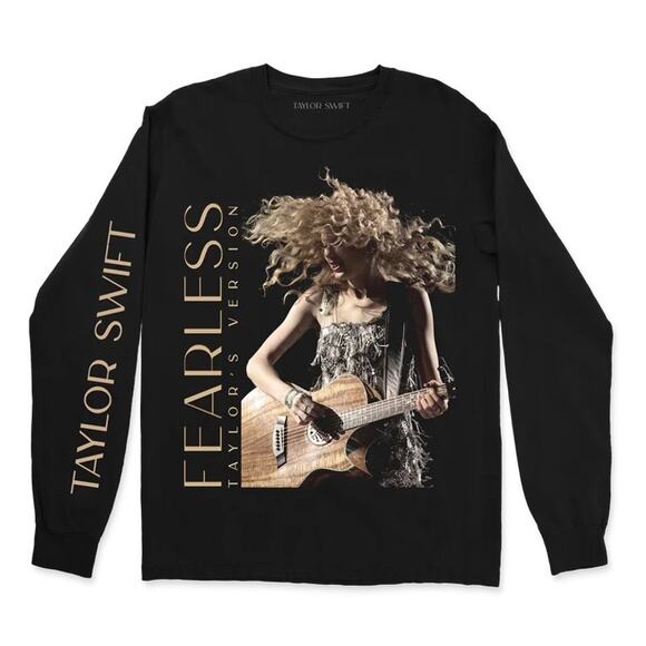 Taylor Swift Rare Fearless Limited Edition Long Sleeve Shirt Black Medium - Picture 1 of 6